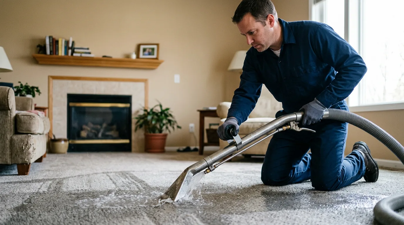 Water damage restoration technician working near Sutton, ND